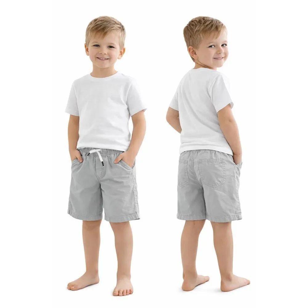 Cat & Jack Boys Gray Pull On Chino Shorts 6/7 Elastic Waist Drawstring Casual